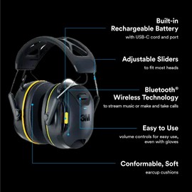3M WorkTunes Connect Wireless Hearing Protector with Bluetooth Technology, Bluetooth Hearing Protection with a 26 dB Noise Reduction Rating | 3M Safety