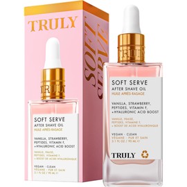 Truly Beauty Soft Serve After Shave Oil | Hydrating Treatment for Ingrowns & Irritation | Peptides, Hyaluronic Acid & Strawberry Extract | Soothes & Smooths Skin | Strawberry Vanilla Scent (3.1 Fl Oz)