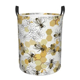 Bee Laundry Basket Foldable Waterproof Laundry Hamper Clothes Storage Bucket Toy Organizer for Bathroom Bedroom Large 62.8 Liters