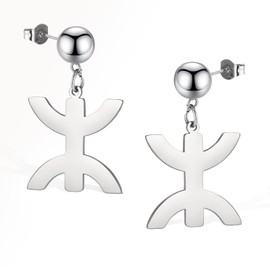 African Berber Symbols Earrings for Women Stainless Steel African Ethnic Berbers Tribe Muslim Arabic Africa Symbols Studs Drop Earrings Jewelry (Studs-S)