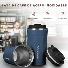 MXCOCO Taza Termo de Café de 18 oz/510 ml de Acero Inoxidable 304 con Tapa, Taza de Vacío para Bebidas de Café Frías y Calientes, Vaso Térmico para Café, para la Oficina, el Automóvil y el Parque