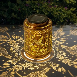 Adebime Solar Lanterns Outdoor Waterproof Hummingbird and Iris Garden Decor Gifts for Women Hanging Solar Lights with Metal Design Warm Light for Patio Yard Porch