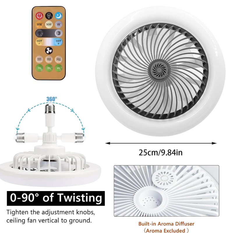 Fan lamp, ceiling fan with LED light, E27, 30 W
