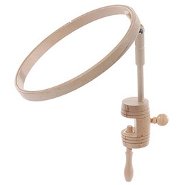 Elbesee 25 cm Wood Hoop with Table clamp 10", Brown, 34 x 30 x 22 cm