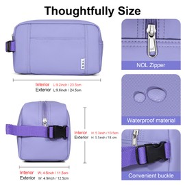 NOL Natural Organic Lifestyle Nylon Waterproof Makeup Bag Lightweight Travel Toiletry Bag for Adults, Reusable, Zip Closure with Buckle Handle, Snack Bag, Travel Cosmetic Bag,Light purple