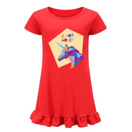 OAIXIUR Adley Merch Girls Nighties Fashion Summer Dress (Red,6-7 Years)