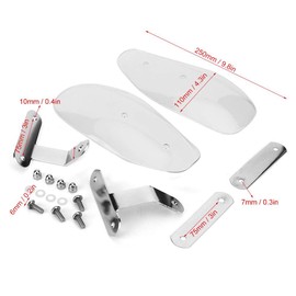 Qiilu Universal Motorcycle Hand Guard Acrylic + Aluminium Alloy Wind Deflector Protector Fit for (Transparent)