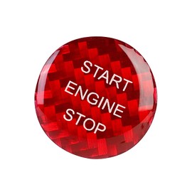 SUNJIKA Compatible with Carbon Fiber Engine Start Stop Button Cover Sticker One-Click Start Button for Jeep Charger Challenger Durango Grand Cherokee 2015 2016 2017 2018 2019 2020 2021 1PC Red