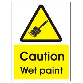 Caution Wet Paint Sign 150mm x 200mm - Rigid Plastic