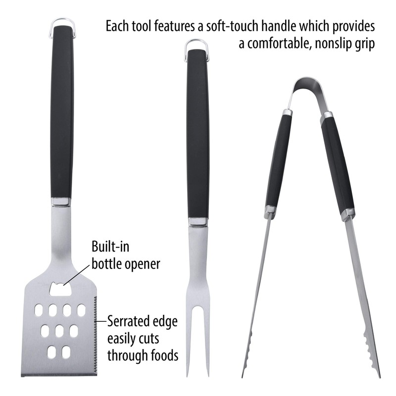 Farberware 5261914 Barbecue 3-Piece Tool Set, 3 CT, Black