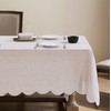 AORISSI 100% French Flax Linen Tablecloths Scalloped Embroidery Rectangle 108Lx60W