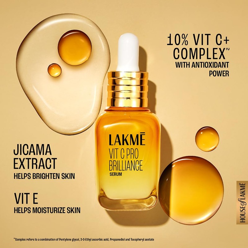 LAKMÉ Vit C Brillance Serum, 10% Vit C Complex, Glass