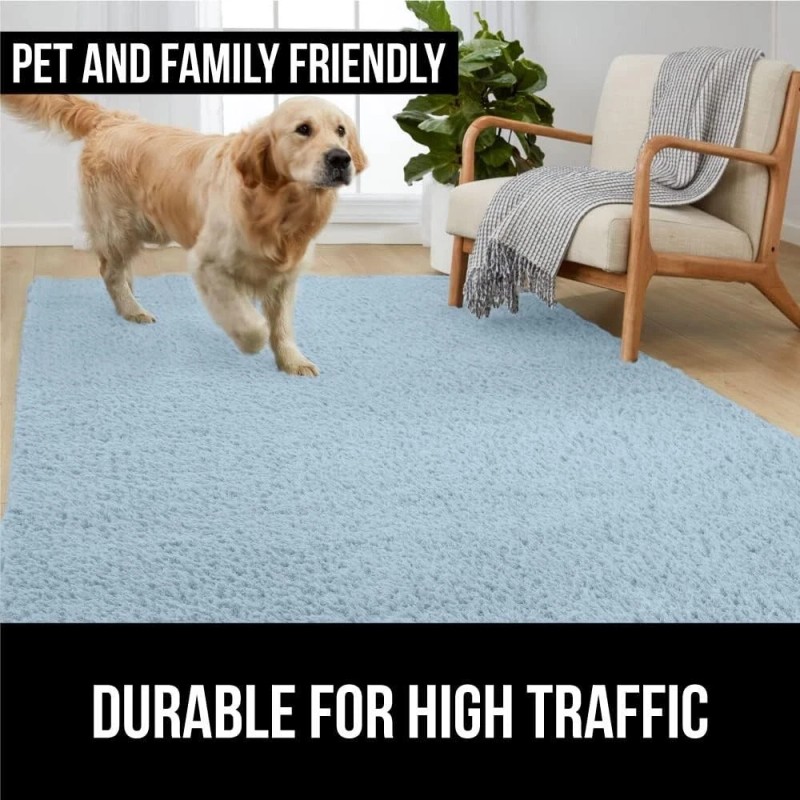 Gorilla Grip Light Blue Ultra Soft Faux Fur Area Rug