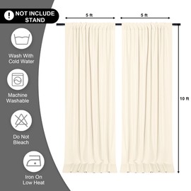 DWCN 10x10 FT Backdrop Curtains for Parties, Photography Backdrop Drapes with Rod Pockets for Wedding Decorations Stage Birthday Family Gatherings, 2 Panels 5ft x 10ft, Champagne
