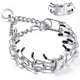 JIPIMON Dog Training Collar, Adjustable Stainless Steel Collar with Quick Release Buckle for Small Medium Large Dogs (S/Neck Girth 11.2"-14.5")