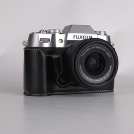 MUZIRI KINOKOO Fuji XT50 Case, PU Leather Protective Half Case Compatible for Fuji XT50/X-T50 Digital Camera Easy Carrying XT50 Case- with Opening Bottom and Hand Grip Design -Black