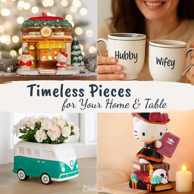 Blue Sky Clayworks Cat with Witch Hat Figurine, Ceramic, 5.15"