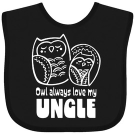 inktastic Owl Always Love My Uncle Baby Bib Black 43d99