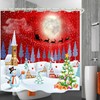 Fabric Shower Curtain with Art Christmas Village Printed for Bathroom