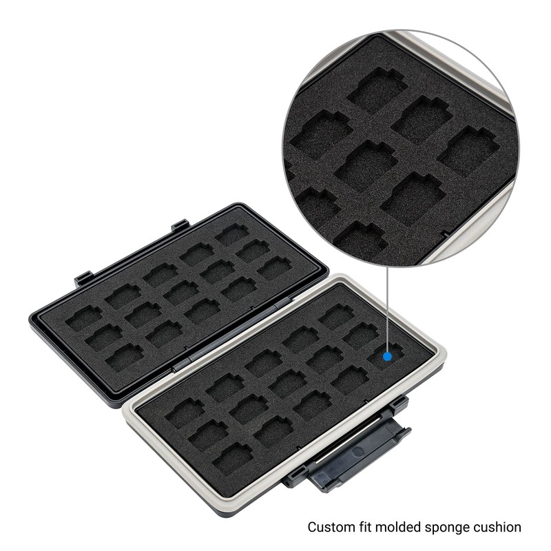JJC 30 Slots Micro SD Card Holder Water Resistant Memory