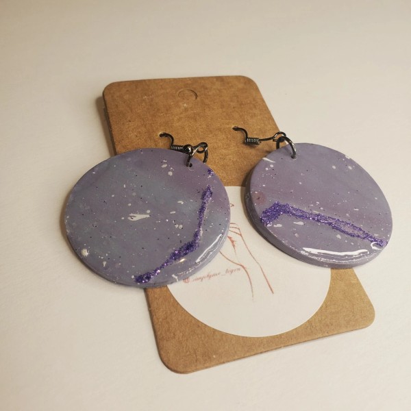 Handmade Galaxy Womens Blue Lavender Flat Back Glossy Finish Clay