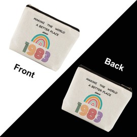 Makeup Bag,1983 40th Birthday Gifts for Women,Cosmetic Bags,40 Year Old Birthday Gifts Make Up Bag,Funny 40th Birthday Gifts Women Makeup Organizer Gifts for Friends,Toiletry Bag,Travel Essentials, white, 23 × 16 × 5cm / 9 × 6.3 × 2 inches, Makeup Bag