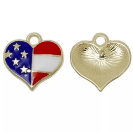 Shelly's Buttons and More Patriotic Heart Flag Charm Embellishment - Craft Sewing  Scrap -Shelly's Buttons