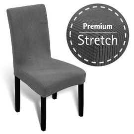 Melody Chair Covers, Stretch Cover for Chairs, Soft Elastic Material, Universal Size for Dining Room and Swing Chairs (Grey, Pack of 2)