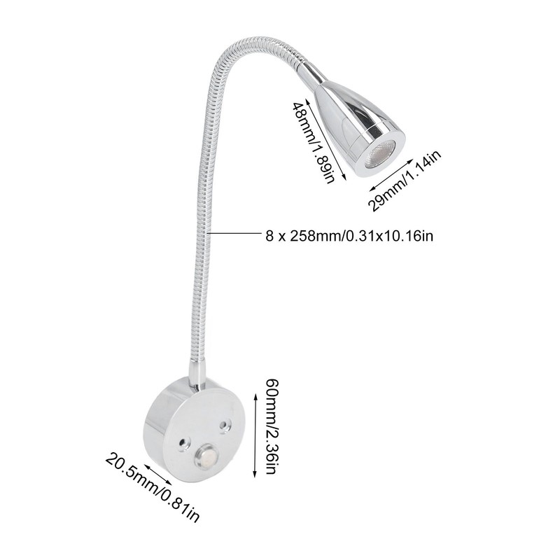 RV Interior Reading Lights Bedside Reading Lamp 10‑30v Dimmable Adjustable