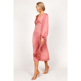 Petal & Pup Women's Noelle Twist Front Pleated Midi Dress, Blush