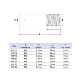 sourcing map 10pcs M6 x 14mm Slotted Cylinder Pin 304 Stainless Steel Male Thread for Furniture and Cabinet Positioning