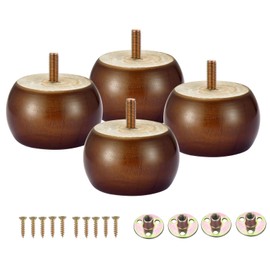 Metany 4PCS Wood Furniture Legs 2 inches Furniture Legs with Bolt Walnut Sofa Legs Couch Legs Replacement for Legs for Piano Bench, Chest-Turned-Coffee Table (Round Walnut)