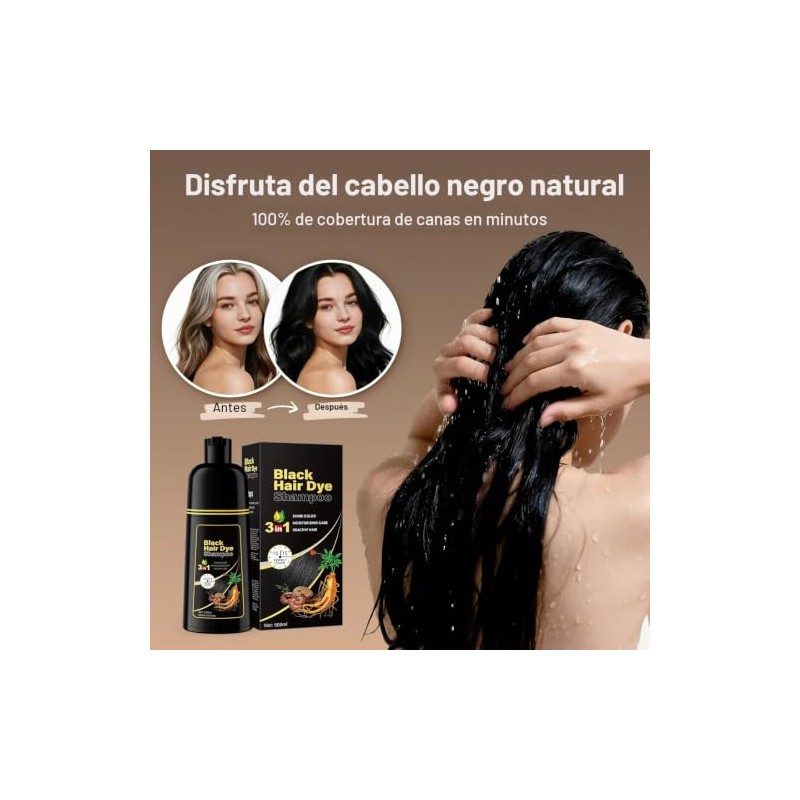 Meidu Champú Teñir Cabello Cubrir Canas Tinte Negro Natural Mujeres