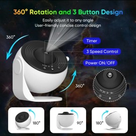 Star Projector, Home Planetarium Projector Lamp LED Space Lamp Room DecorLamp Power(W): 5, Color: White