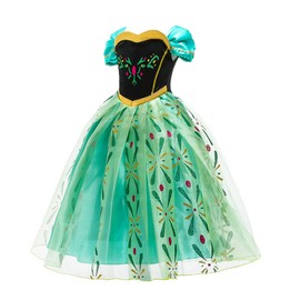 AUTOWT Anna Princess Costume for Girls, Adorable Fancy Dress Up, Pretty Skirts with Brilliant Sparkle Hemline, Attractive off Shoulder Princess Skirt for Little Girls Birthday Party Cosplay Show