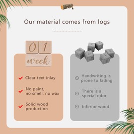 Wooden Age Blocks Milestone Blocks Set for Monthly Milestone Photo Props Set Newborn Weekly Monthly First Year Picture Props (3 Pcs)