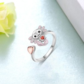 Axolotl Rings 925 Sterling Silver Axolotl Ring Cute Axolotl Jewelry Gift for Women (July)
