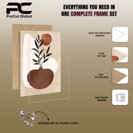 Procut Global 12X12 Clip Frames – Frameless Perspex Wall-Mount Display for Posters, Pictures, Photos & Certificates – Lightweight & Shatterproof – Sizes A6 to A0 & 4x4 to 100x90cm Available