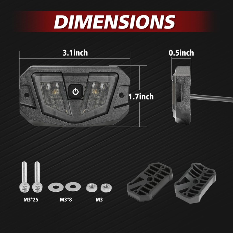 LTEODCHEW V-Pro LED UTV Dome Light RGBW, 12V Car Interior
