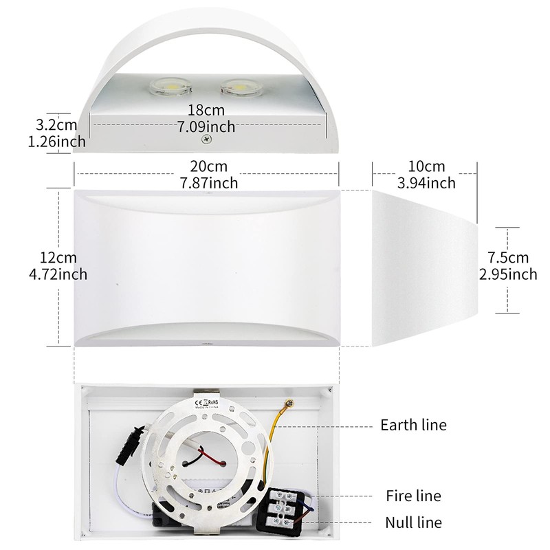 Lightess Modern LED Wall Sconce Light Dimmable 12W Up Down