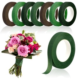 COIDEA 8 Rolls Floral Tape, 1/2" Wide Flower Tape, Mix Green Floral Tape for Fresh Flowers, Adhesive Florist Tape for Floral Crafts, Bouquet Floral Arranging Stem Wrapping, Wedding Bouquet, 30Yard