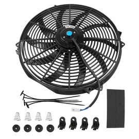 JDMSPEED New Universal Slim 16" Inch 12V Pull 1500 CFM Radiator Cooling Fan with Mounting Black
