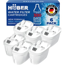 6 Pack Water Filter Replacement for HUBER MAVEA BWT, German Made, Replacement Filters for Pitchers Dispensers, Europe’s No 1 Technology -Superior Filtration & Taste