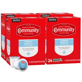 Community Coffee French Vanilla Flavored 96 Count Coffee Pods, Medium Roast, Compatible with Keurig 2.0 K-Cup Brewers, 24 Count (Pack of 4)