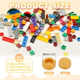 PATIKIL 455 Pcs Flat Blocks Bulk, 1x1 Round Golden Yellow Classic Tiles Smooth Surface Mini Building Blocks Accessories Compatible Bricks Kits for Building Floor Walls Mosaic Pixel Arts