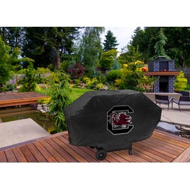 Rico Industries NCAA South Carolina Gamecocks Black Deluxe Grill Cover Deluxe Vinyl Grill Cover - 68" Wide/Heavy Duty/Velcro Staps