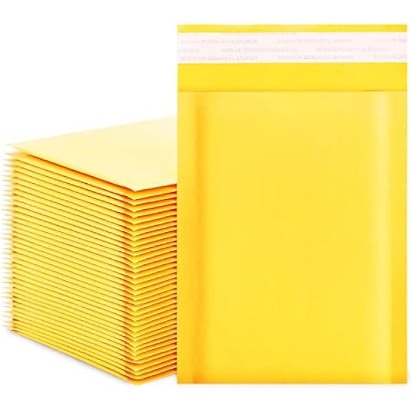 DaSen Kraft bubble mailers 4x7 Inch 50 Pack,Self-Sealing Paper Envelopes