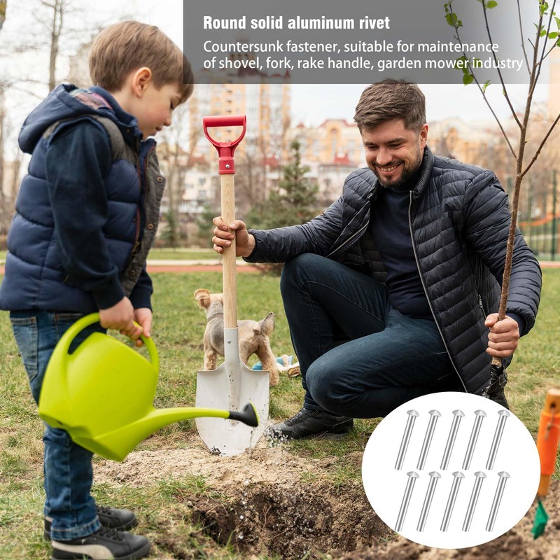 10 PCS Rivets for Spade Handle, Solid Rivet Tool, Round