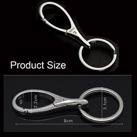 Zinc Metal Key Fob, Premium Key Ring, Car Key Chain with Carabiner Clip, Key Holder (Silver)