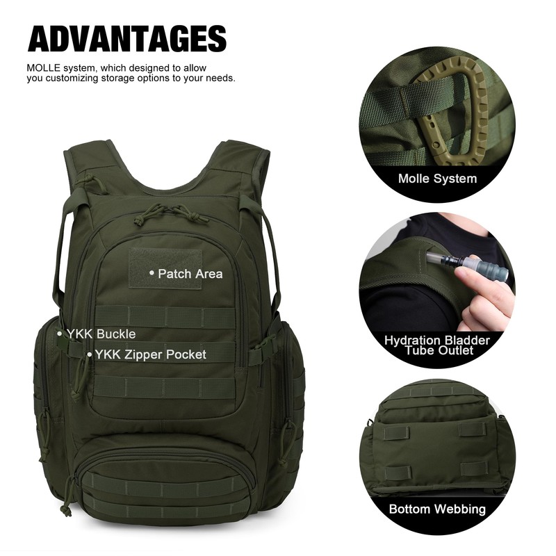 Mardingtop - Mochilas tácticas Molle de 25 litros para senderismo,